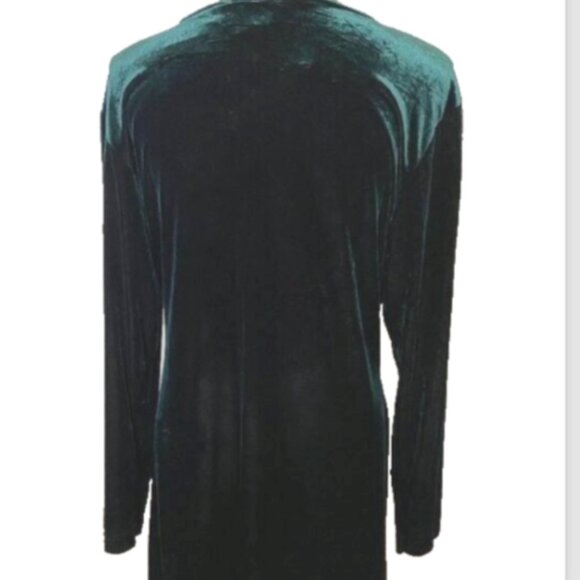 Dress.com Womens Green Velvet Long-Sleeve V-Neck Dress M Party Prom Whimsigoth - Picture 3 of 7